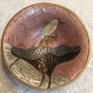 🌵BOGO🌵Brass & enamel hummingbird trinket bowl